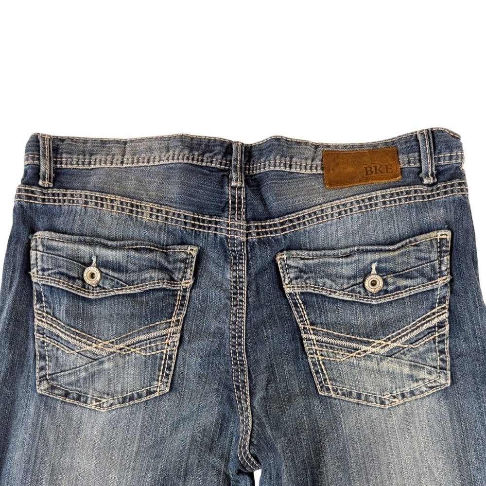BKE Tyler Straight Jeans Men's 36R Blue Distressed Flap Pocket Denim
